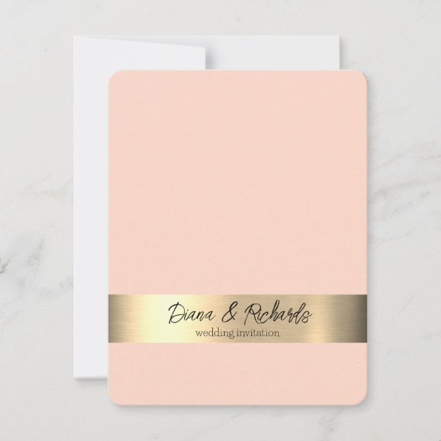 Faire-part de mariage rustique en or feuille de pê (Devant)