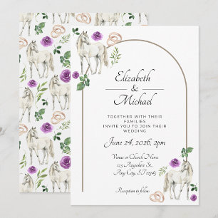 Faire-part de mariage rustique équestre floral vio