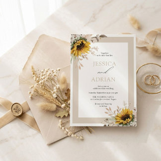 Faire-part de mariage rustique et floral élégant d