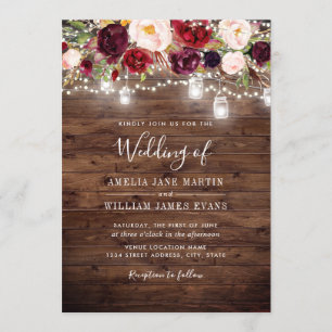 Faire-part de mariage Rustique Fleurs de Bourgogne