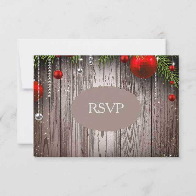 Faire-part de mariage rustique RSVP de Noël (Devant)