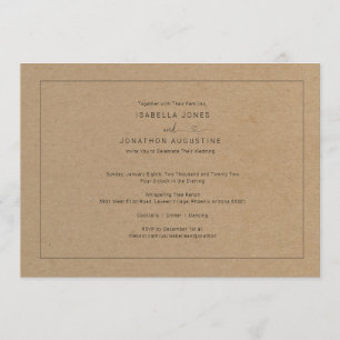 Faire-part de mariage rustique simple avec RSVP