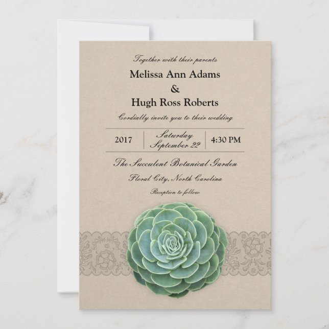 Faire-part de mariage rustique Succulent (Devant)