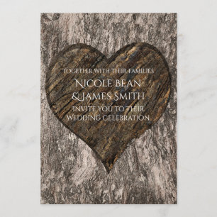 Faire-Part de Mariage Rustique Tronc d'Arbre Sculp