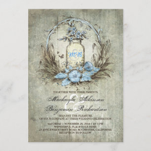 faire-part de mariage rustique vintage de bocal de