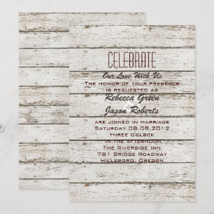 faire-part de mariage rustique vintage en bois de 