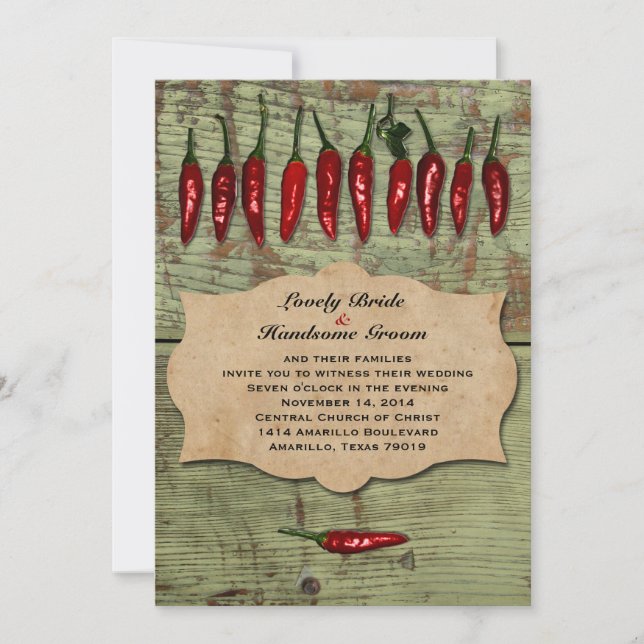 Faire-part de mariage rustique vintage mexicain de (Devant)