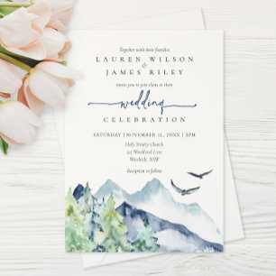 Faire-part de mariage Rustique Watercolor Mountain