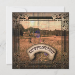 Faire-part de mariage rustique western vintage