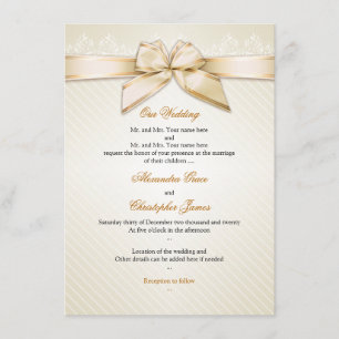Faire-part de mariage S3 Gold Stripes du ruban ivo