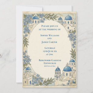 Faire-part de mariage Santorin Carrelage Bleu