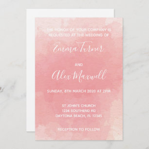Faire-part de mariage   Script d'aquarelle rose