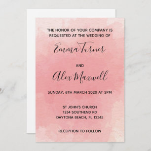 Faire-part de mariage   Script d'aquarelle rose