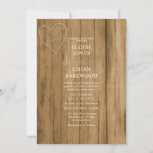 Faire-part de mariage sculptée en bois