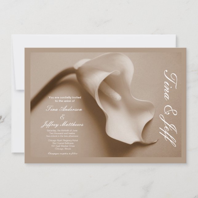 faire-part de mariage sépia calla (Devant)