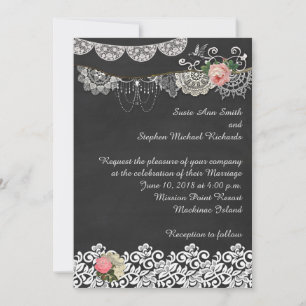 Faire-part de mariage ShabbyChic avec tableau noir