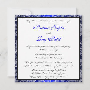 Faire-part de mariage Shimmer Blue et White Paisle