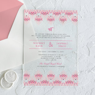 Faire-part de mariage sikh Anand Karaj avec bordur