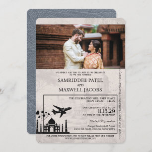 Faire-part de mariage Silver India Passport