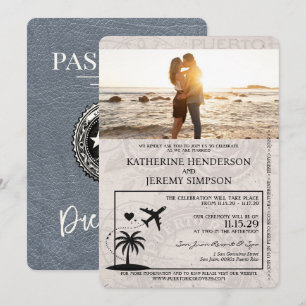 Faire-part de mariage Silver Porto Rico Passport
