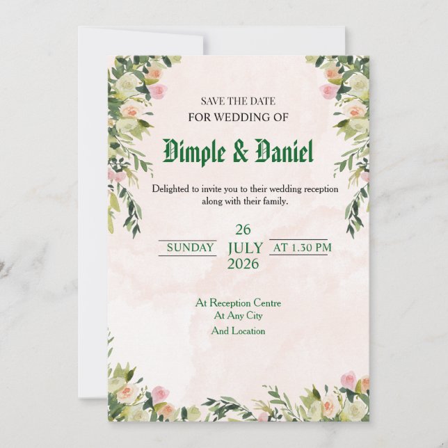 Faire-part de mariage simple (Devant)