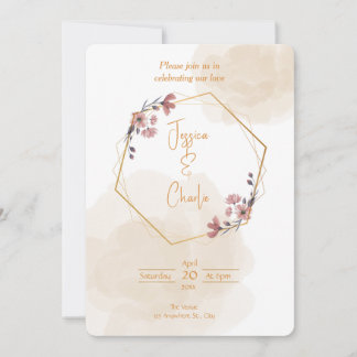 Faire-part de mariage simple aux couleurs neutres