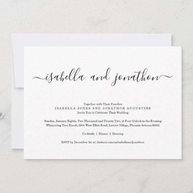 Faire-part de mariage simple avec RSVP (Devant)