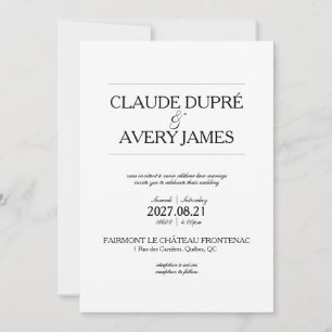 Faire-part de Mariage Simple Bilingue Français Ang