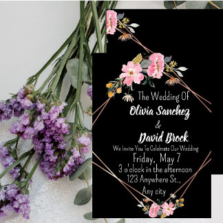 Faire-part de mariage simple blanc et noir moderne