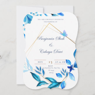 faire-part de mariage simple bleu bébé et blanc