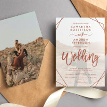 Faire-part de mariage simple cadre boho terracotta