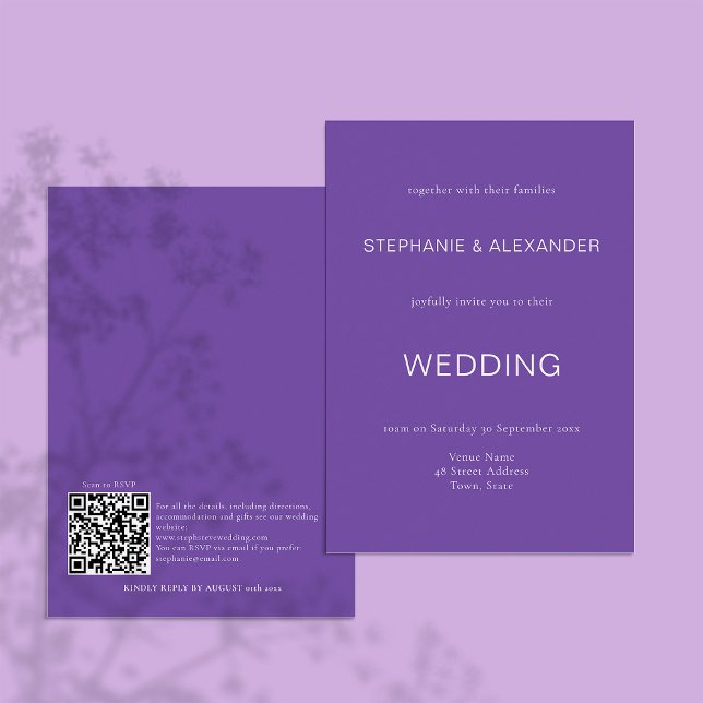 Faire-part de mariage simple de code QR violet (Créateur téléchargé)