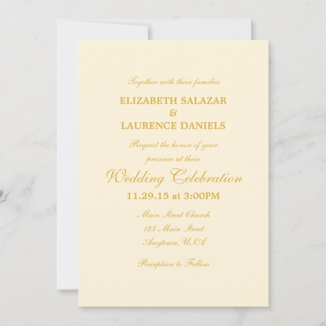Faire-part de mariage simple de la plaine d'or en  (Devant)