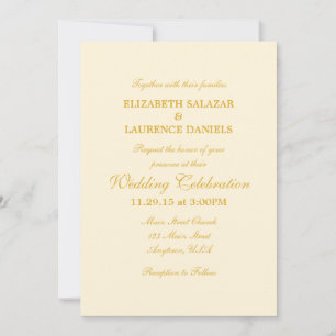 Faire-part de mariage simple de la plaine d'or en 