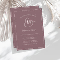 Faire-part de mariage simple de monogramme pourpre