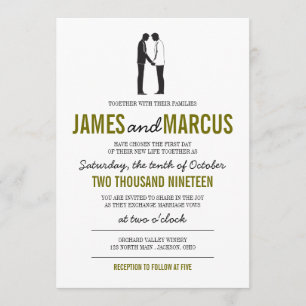 Faire-part de mariage simple de silhouettes