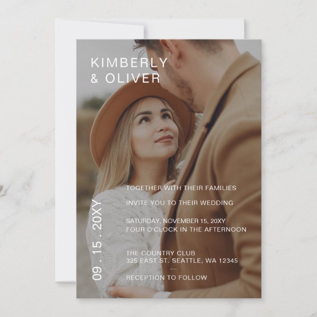 Faire-part de mariage simple de superposition phot (Devant)