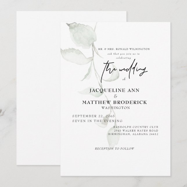 Faire-part de mariage simple des parents de mariée (Devant / Derrière)