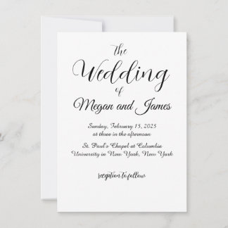 Faire-part de mariage simple en noir et blanc