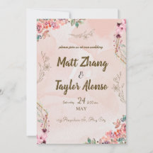 Faire-part de mariage simple et élégant avec fleur