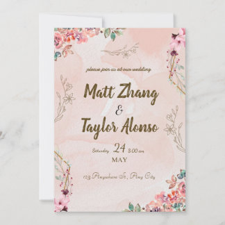 Faire-part de mariage simple et élégant avec fleur