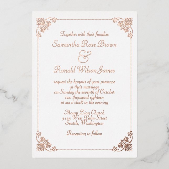 Faire-part de mariage simple et élégante (Recto)