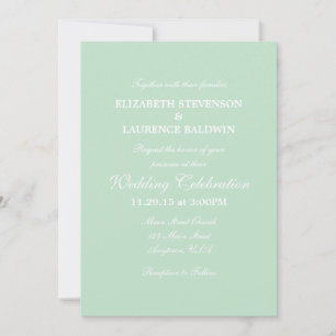 Faire-part de mariage simple Mint Green Plain