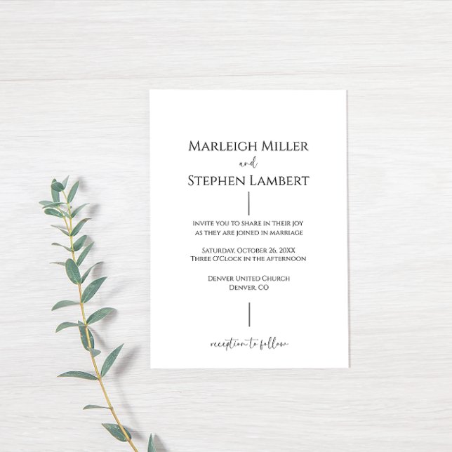 Faire-part de mariage simple moderne noir et blanc (Créateur téléchargé)