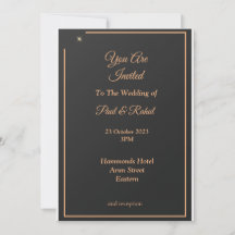 Faire-part de mariage simple, noir et or