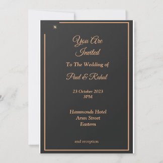 Faire-part de mariage simple, noir et or