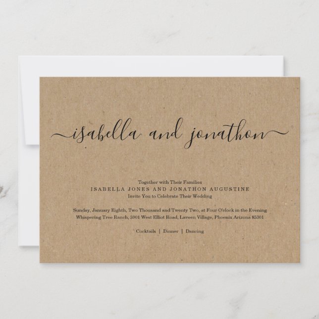 Faire-part de mariage simple - papier d'emballage (Devant)