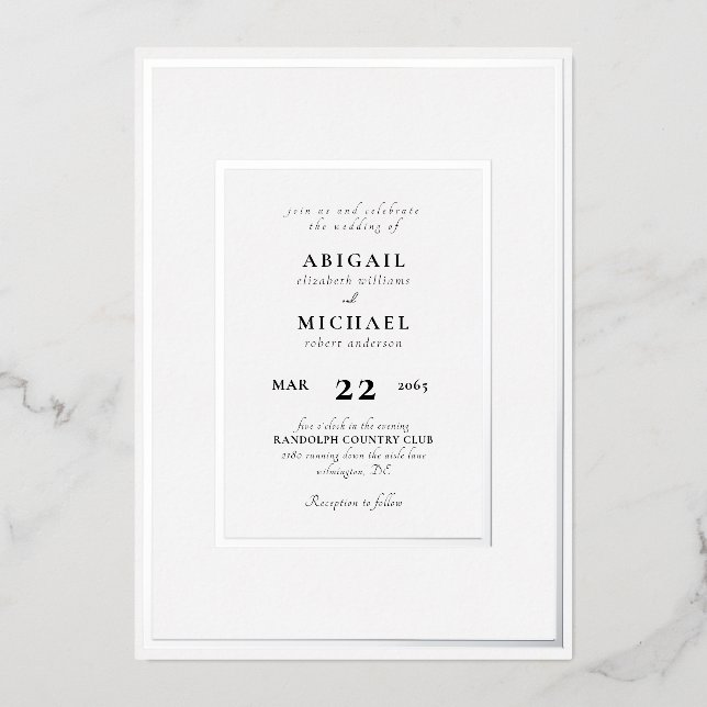 Faire-Part de Mariage Simplement Divin avec Feuill (Recto)
