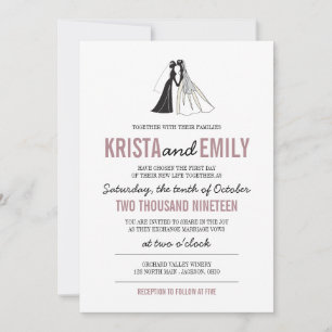 Faire-part de mariage simples en silhouettes