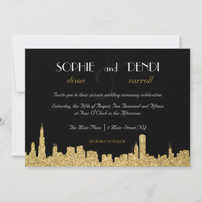 Faire-part de mariage Skyline de Parties scintilla (Devant)